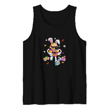 Discover Sport Baseball Funny Easter Egg Playing Baseball Bunny Ears Easter Day Tank Tops