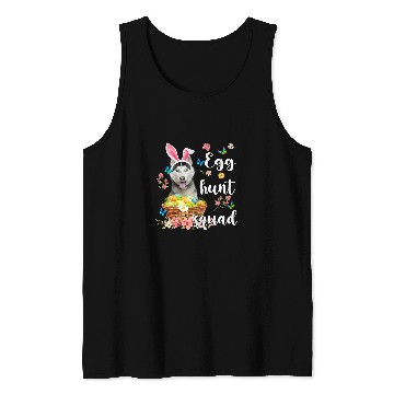 Discover Husky Pet Happy Easter Day Colorful Egg Hunt Squad Tank Tops