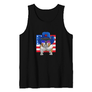 Discover English Bulldog Pet 4th of July Merica USA Flag Patriotic Tank Tops