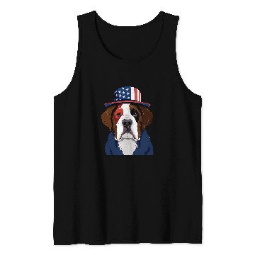 Discover Saint Bernard with USA Flag American Independence Day Tank Tops