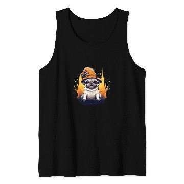 Discover Pug Pet Halloween Wizard Pug Pug with Wizard Hat Pug Witch Tank Tops