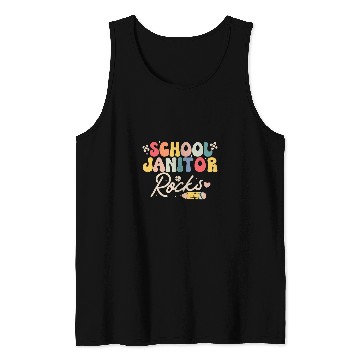 Discover School Janitor Rocks Funny Back to School Groovy Tank Tops