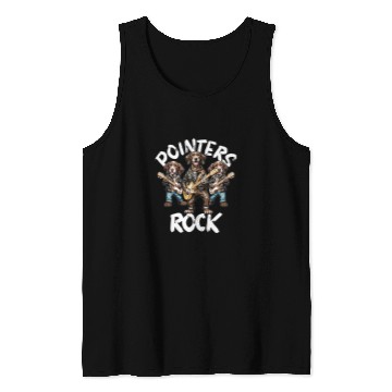 Discover German Shorthaired Pet Pointers Rock Trio Rocking Playing Guitar Tank Tops