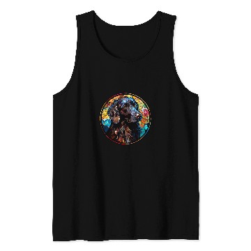 Discover Flat Coated Retriever Pet Dog Stained Glass Leadlight Artistic 1 Tank Tops
