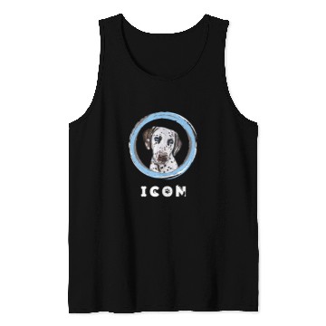 Discover Dalmatian Pet Face With Funny Icon Caption Tank Tops