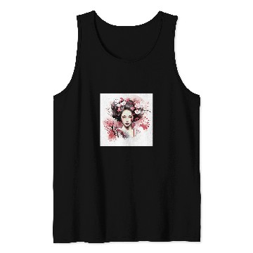 Discover Japanese Elegance Geishas Blossom Vector Tank Tops
