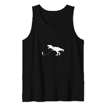Discover Dinosaur Pet Boy Walking A TRex Dinosaur Pet Tyrannosaurus Rex Tank Tops