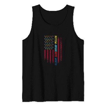 Discover Autism Puzzle American Advocacy Campaign Flag Autism Awareness Month Tank Tops