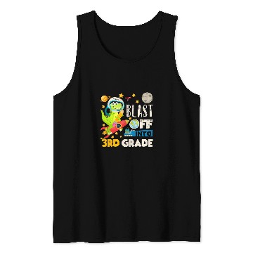Discover Dinosaur Pet Blast Off Into 3rd grade First Day of School Dinosaur Astro Tank Tops