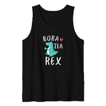 Discover Dinosaur Pet Boba Tea Dino Dinosaurs Bubble Pearl Milk Tea TRex Tank Tops