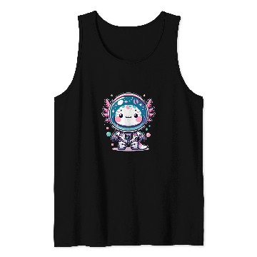 Discover Kawaii Astro Axolotls Exploring Cosmic Galaxies Tank Tops