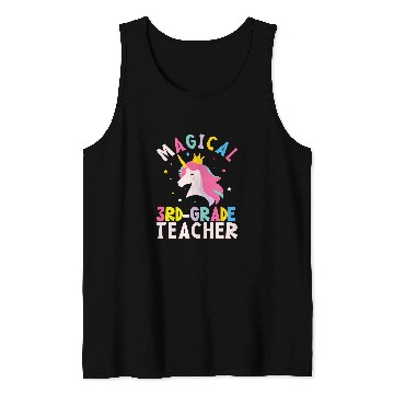 Discover Unicorn Pet Back To School 3rd Grade Teacher Tank Tops