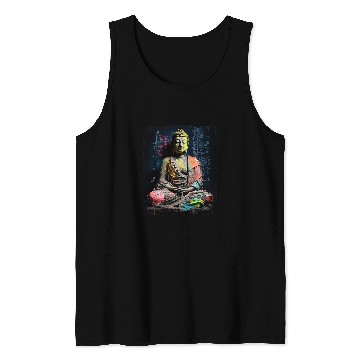 Discover Buddhist Monk Yin Yang Zen Meditation Buddha Tank Tops