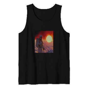 Discover Retro 1990s Japanese Anime Space Astronaut Sun Rising Art Tank Tops