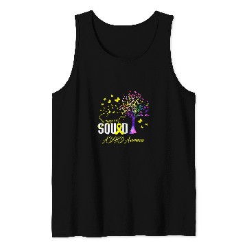 Discover ADHD Ribbon Support Squad For Adhd Awareness Tank Tops