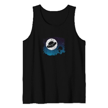 Discover Aliens UFO Abduction Night Full Moon Outer Space UFO Tank Tops