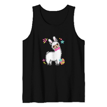 Discover Llama Pet Funny Easter Llama Alpaca With Rabbit Ears And Easter Eggs 32 Tank Tops