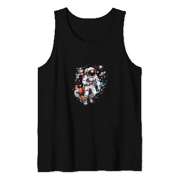 Discover Astronaut Floating In Space Solar System Stars Planets 1 Tank Tops