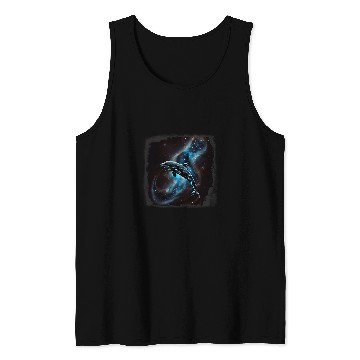 Discover Dolphin Pet Gift Awesome Galaxy Constellation Flying Space Tank Tops