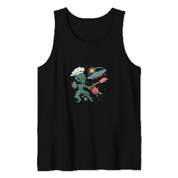 Discover Aliens UFO Flat Earth Pizza Chef Tank Tops