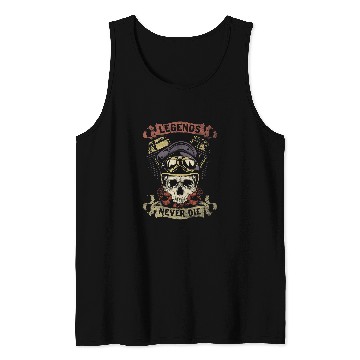 Discover Skull Motorcycle Gift Biker Legends Never Die Dad Papa Tank Tops