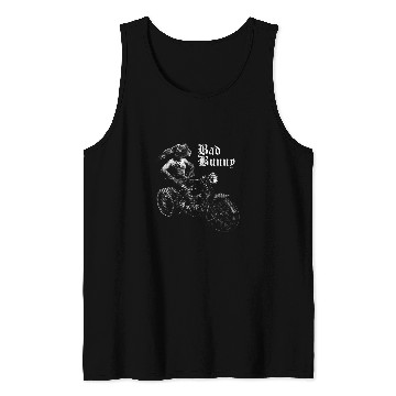 Discover Bad Bunny Funny Easter Retro Motorcycle for Men Tank Tops