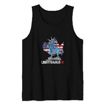 Discover Dinosaur Pet Libertysaurus T rexs Statue of Liberty Dinosaur 4th of July Tank Tops