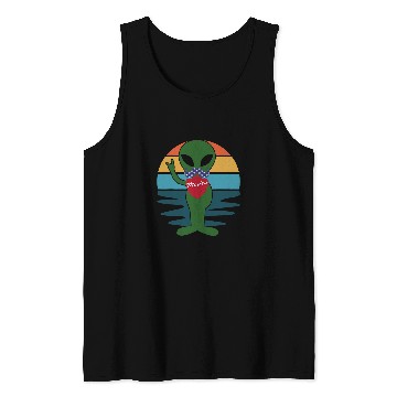 Discover Aliens UFO Merica Alien America sunset design stars and stripes flag Tank Tops