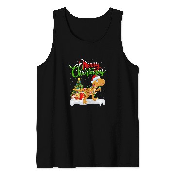 Discover Dinosaur Pet Lover xmass Lighting Santa Tyrannosaurus Christmas Tank Tops