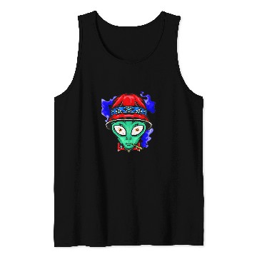 Discover Aliens UFO face Funny Space Planets Galaxy Solar System Tank Tops