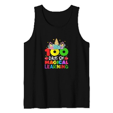 Discover Unicorn Pet 100 Days Magical Learning 100 Days of School Tank Tops