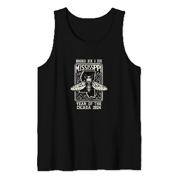 Discover Mississippi Map Brood XIX Brood XIII Year Of The Cicada 2024 Tank Tops
