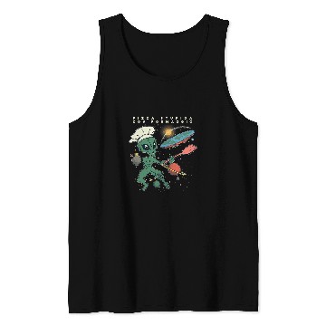 Discover Aliens UFO Funny Flat Earth Society Chef Tank Tops