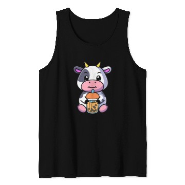Discover Cow Pet Bubble Milk Tea Cow Cute Cow Drinking Boba Milk Tea 01 Tank Tops