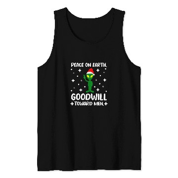 Discover Aliens UFO Peace on Earth Goodwill Toward Men Alien Santa Hat Pacifist Tank Tops