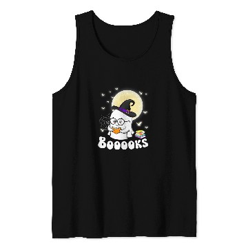 Discover Book Fun cute booooks ghosts halloween teacher book reading Tank Tops