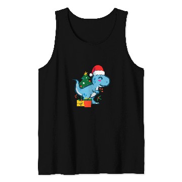 Discover Dinosaur Pet Cute TRex Tyrannosaurus rexs Dinosaur Santa Merry Christmas Tank Tops