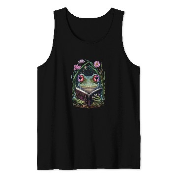Discover Frog Pet Cottagecore Frog Toad Reading Book Reader Aesthetic Girls Tank Tops