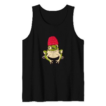 Discover Frog Pet With Raspberry Hat Amphibian Tadpole Frog Lover Tank Tops