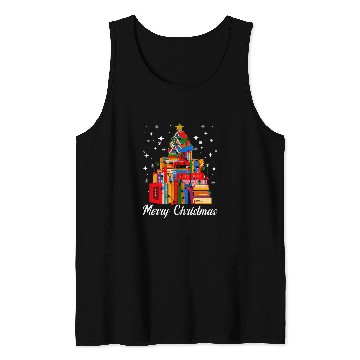 Discover Book Fun Merry Christmas Tree Love Reading Books Librarian xmass Tree 2 Tank Tops