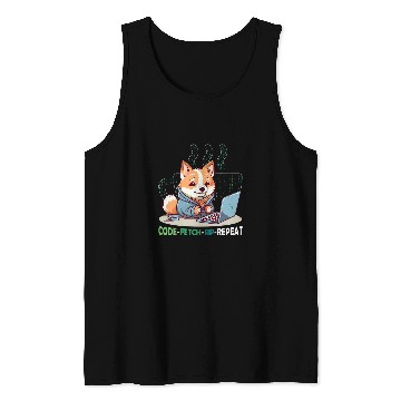 Discover Shiba Inu Pet Code Fetch Sip Repeat Coffee Binary Shiba Inu Programmer Tank Tops