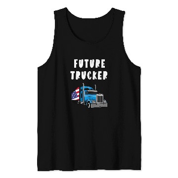 Discover Truck Fun Future Trucker Son Boys US Flag Big Rig Truck Drivers Kids Tank Tops
