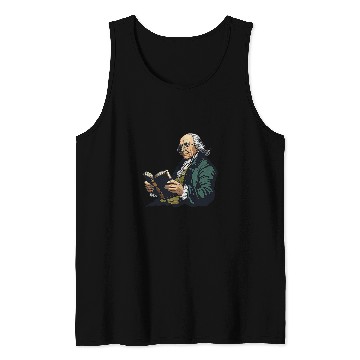 Discover Book Fun Benjamin Franklin Reading A Book 1 Tank Tops