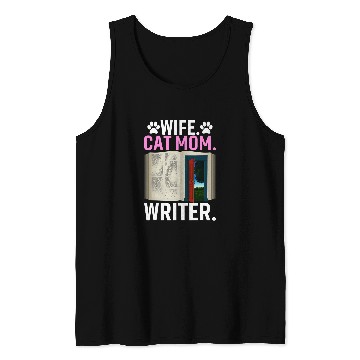 Discover Book Fun Wife Cat Mom Writer Author Book Writing 5 Tank Tops