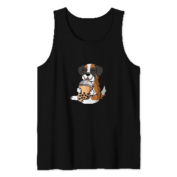 Discover Saint Bernard Pet Boba Bubble Milk Tea Saint Bernard Tank Tops