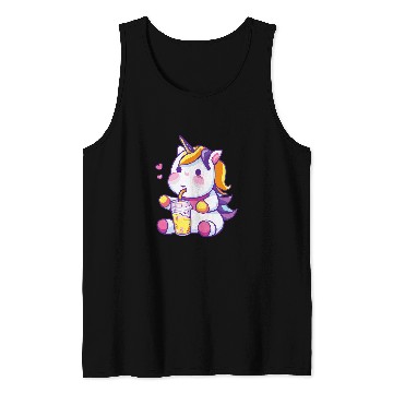 Discover Unicorn Pet Drinking Boba Tea Bubble Tea Cute Tank Tops