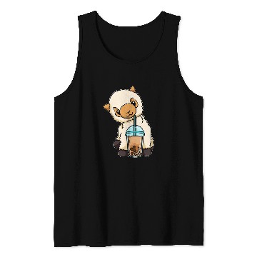Discover Llama Pet Drinking Bubble Tea Cute Animals With Boba Tea Tank Tops