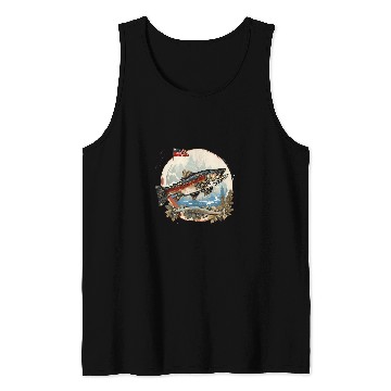 Discover Fishing Fun American US Flag With Fly Fishing Brook Trout Fish 8 Tank Tops