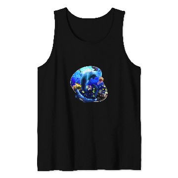 Discover Dolphin Pet Gift Underwater Ocean Dolphin Coral Fish Tank Tops