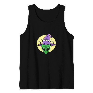Discover Aliens UFO Wizard Witch Halloween Tank Tops